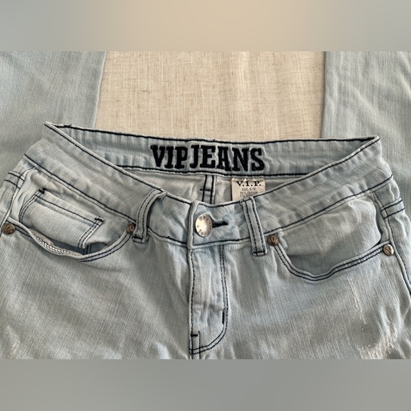 VIP Jeans Women's Size 5/6 Distressed Stretch Light Wash Denim Jeans - Picture 5 of 13